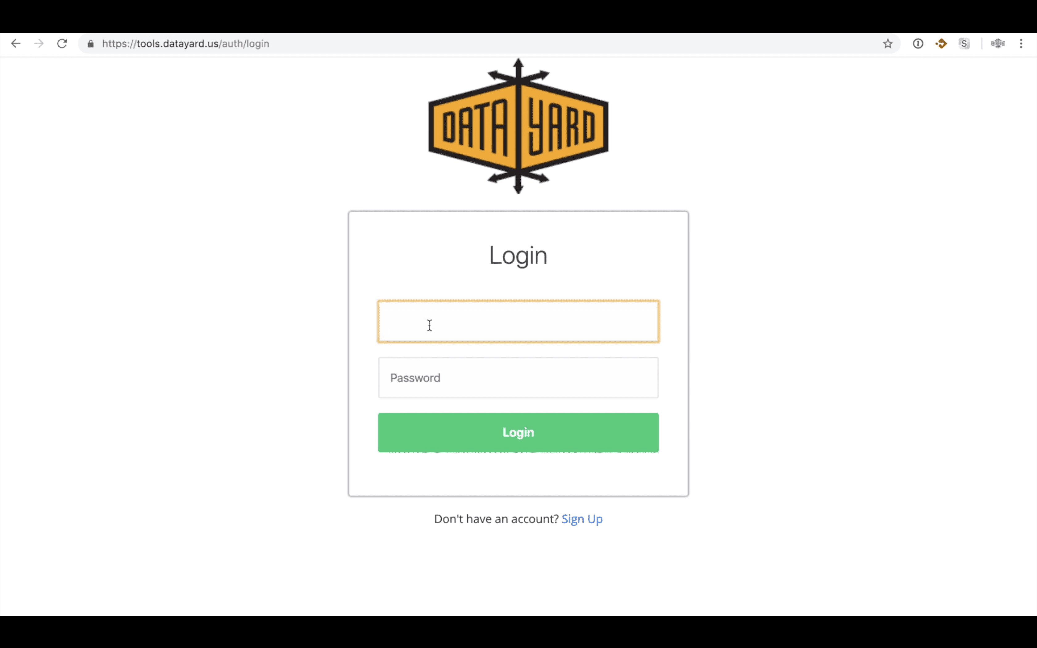 DataYard Alias Editor Login Screen